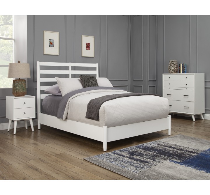 Alpine Furniture Flynn Retro Full Bed in White - Lifestyle