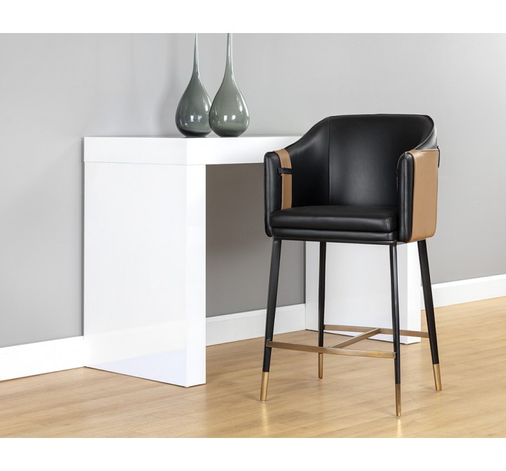 Carter Counter Stool - Napa Black / Napa Cognac - Lifestyle
