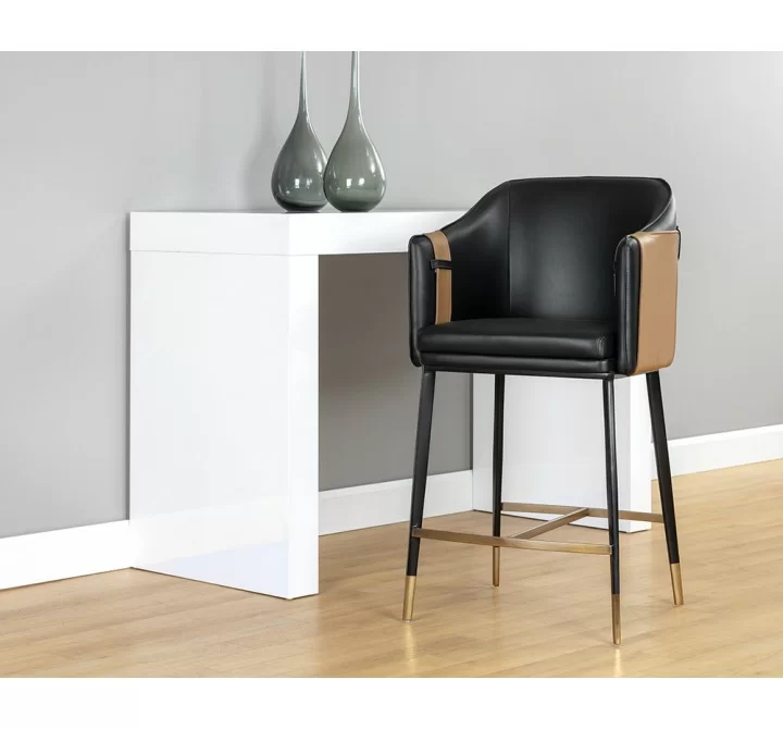 Carter Counter Stool - Napa Black / Napa Cognac - Lifestyle