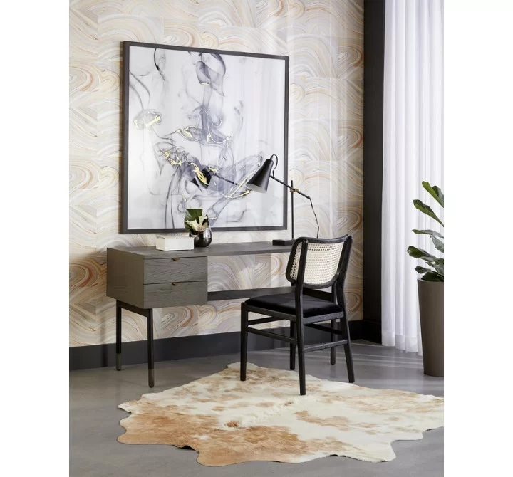 Sunpan Annex Dining Chair - Abbington Velvet Black / Natural - Lifestyle