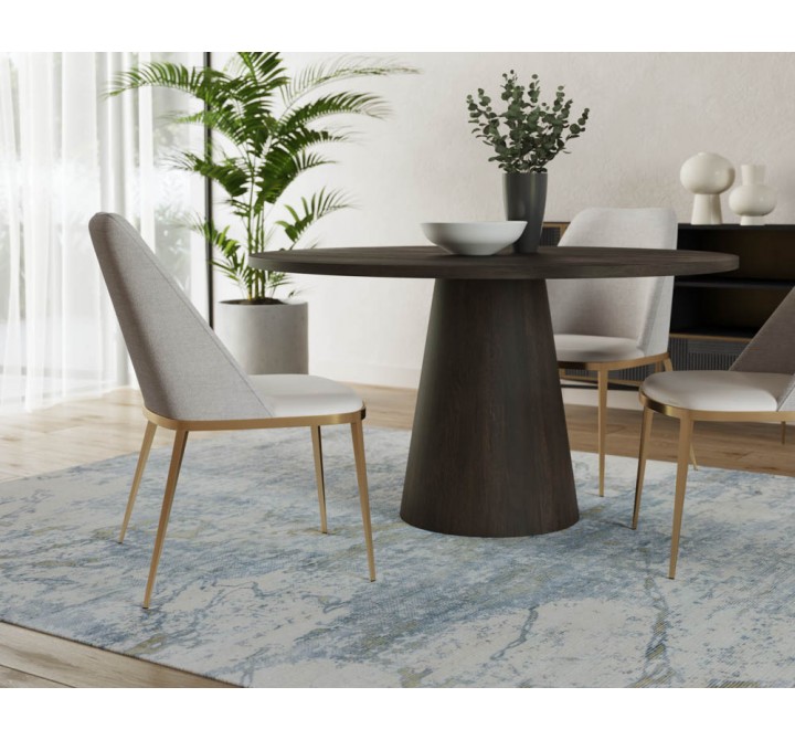 Sunpan Althea Dining Table - Round in Brown Oak 54" -  Lifestyle