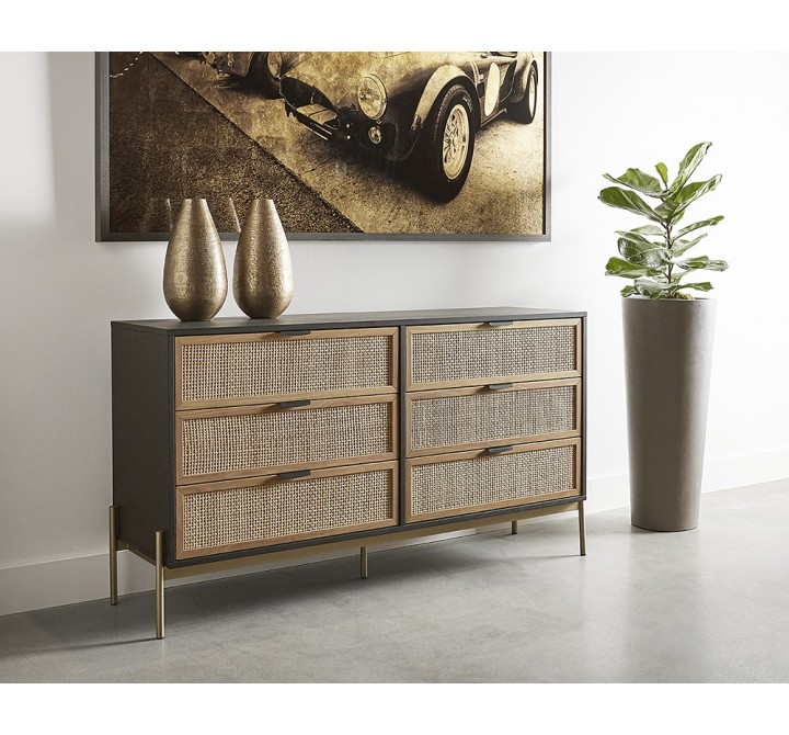 Sunpan Avida Dresser in Gold and Black/Natural - Lifestyle