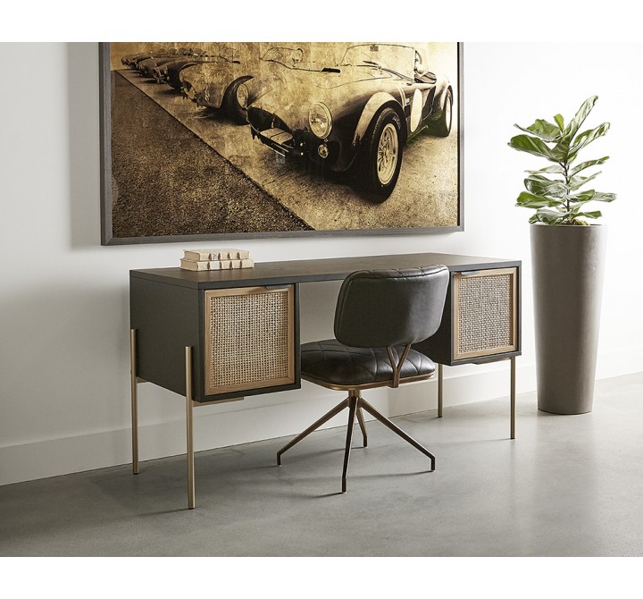 Sunpan Avida Desk in Gold and Black/natural - Lifestyle