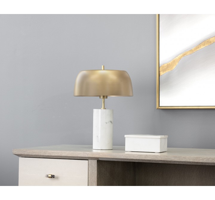 Sunpan Aludra Table Lamp in White Marble and Gold - Lifestyle