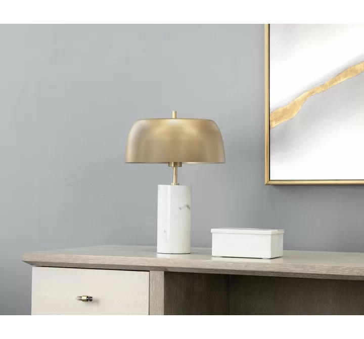 Sunpan Aludra Table Lamp in White Marble and Gold - Lifestyle