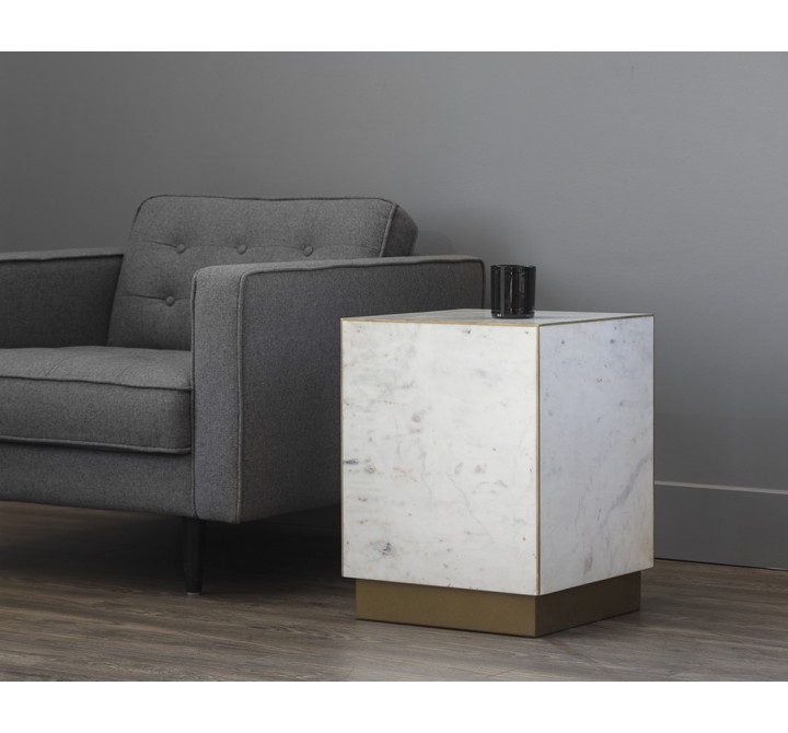 Sunpan Daines End Table In White Marble - Lifestyle