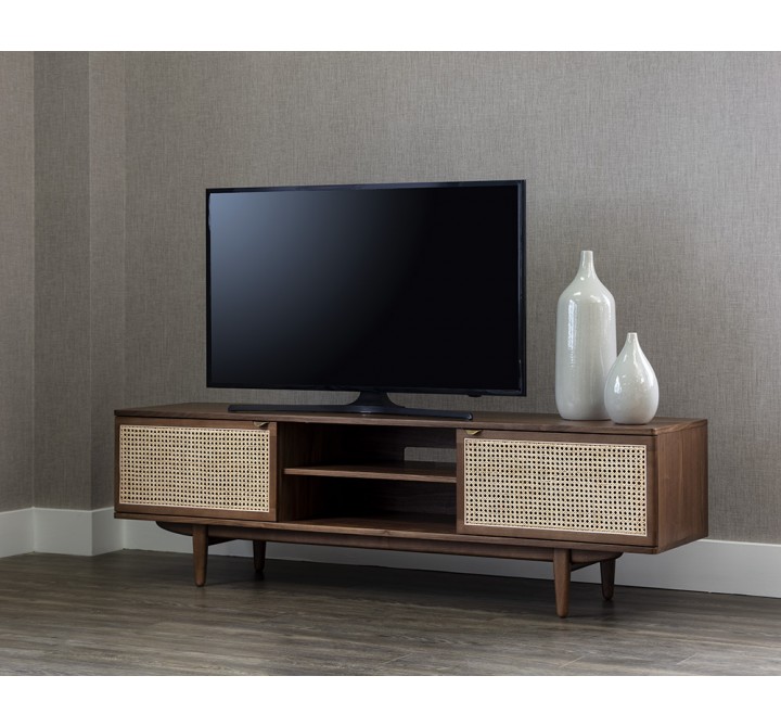 Sunpan Akita Media Console And Cabinet - Angled Lifestyle