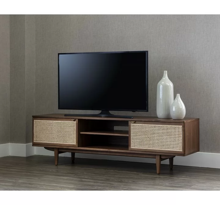 Sunpan Akita Media Console And Cabinet - Angled Lifestyle