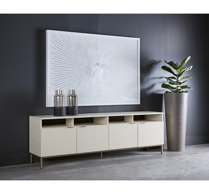 Sunpan Ambrose Modular Media Console in Cabinet in Champagne Gold And Cream - Lifestyle