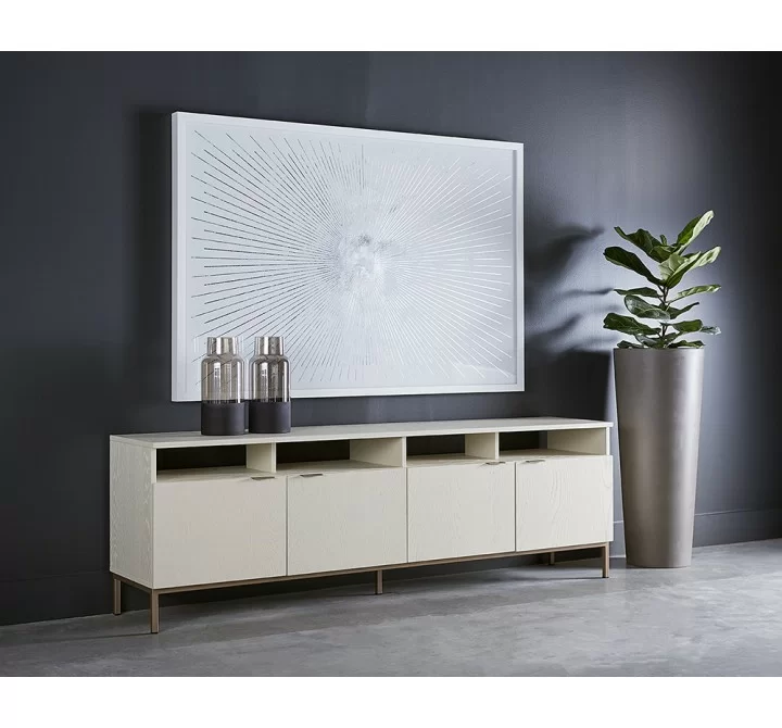 Sunpan Ambrose Modular Media Console in Cabinet in Champagne Gold And Cream - Lifestyle