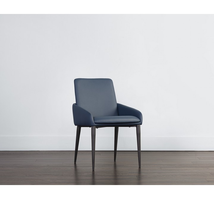 Sunpan Carlo Dining Armchair In Black And Dillon Thunder - Lifestyle