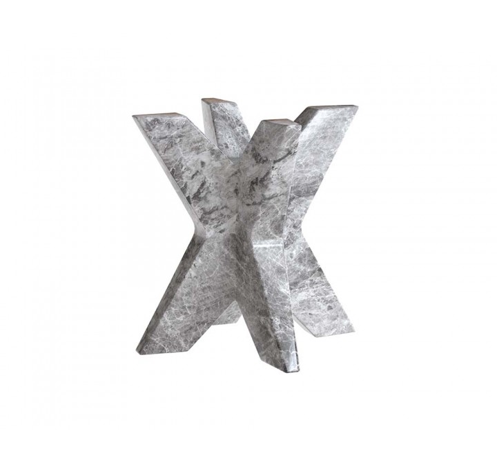 Sunpan Cypher Dining Table Base In Marble Look And Grey - Front Angle