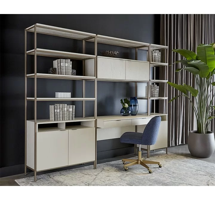 Ambrose Modular Bookcase in Champagne Gold And Cream - Large - Lifestyle
