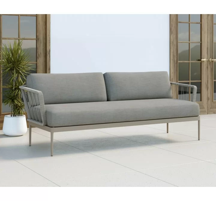 Sunpan Catania Sofa In Dark Grey And Copacabana Grey - Angled Lifestyle