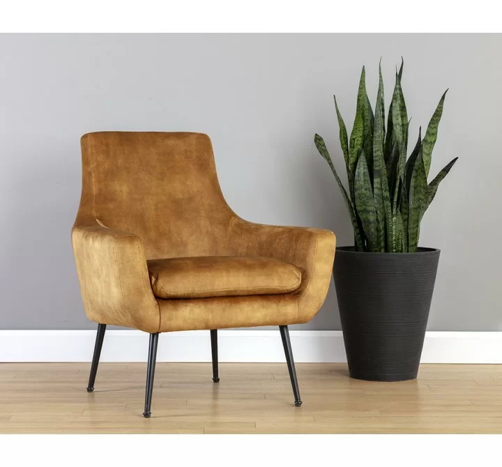 Sunpan Aletta Lounge Chair in Nono Tapenade Gold - Lifestyle