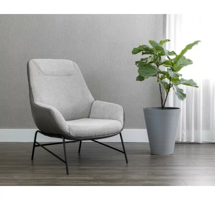 Sunpan Lucier Lounge Chair Belfast Heather Grey / Bravo Ash - Lifestyle