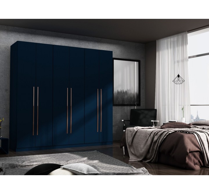 Manhattan Comfort Gramercy Modern Freestanding Wardrobe Armoire Closet in Tatiana Midnight Blue