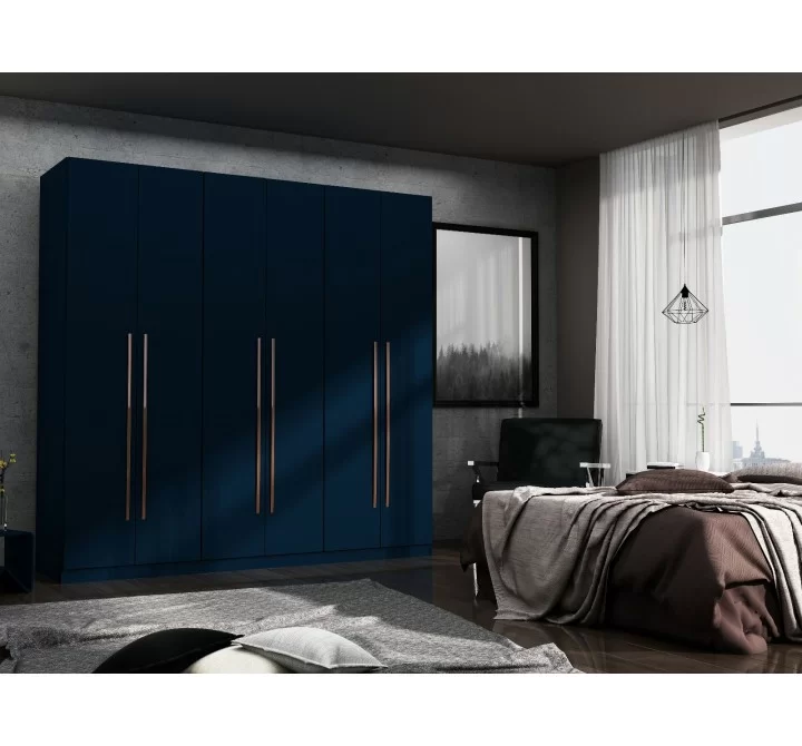 Manhattan Comfort Gramercy Modern Freestanding Wardrobe Armoire Closet in Tatiana Midnight Blue