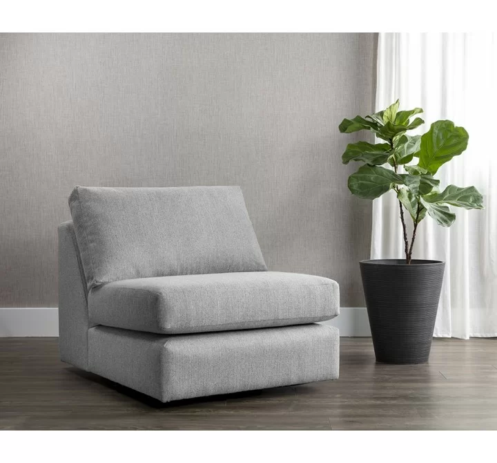 Sunpan Cascade Swivel Armless Chair in Liv Dove - Lifestyle