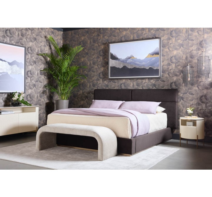 Sunpan Beckham Bed - King - Quilted Abbington Charred Brown - Lifestyle