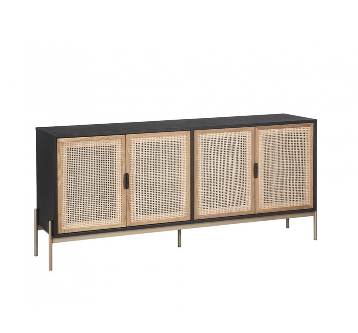 Sunpan Avida Sideboard in Gold And Black/Natural - Large - Angled