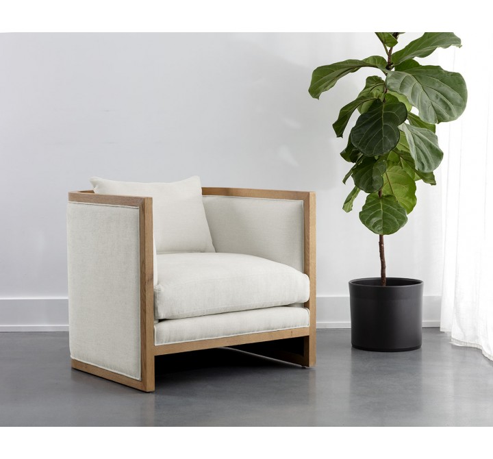 Sunpan Chloe Lounge Chair in Natural And Heather Ivory Tweed - Lifestyle