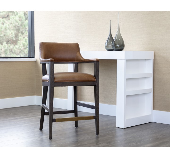 Sunpan Brylea Counter Stool in Brown And Shalimar Tobacco Leather - Lifestyle