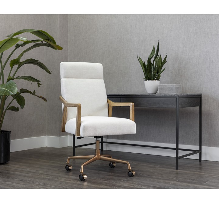 Sunpan Collin Office Chair In Natural And Heather Ivory Tweed - Lifestyle