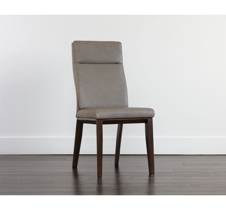 Cashel Dining Chair In Alpine Grey Leather - Angled View