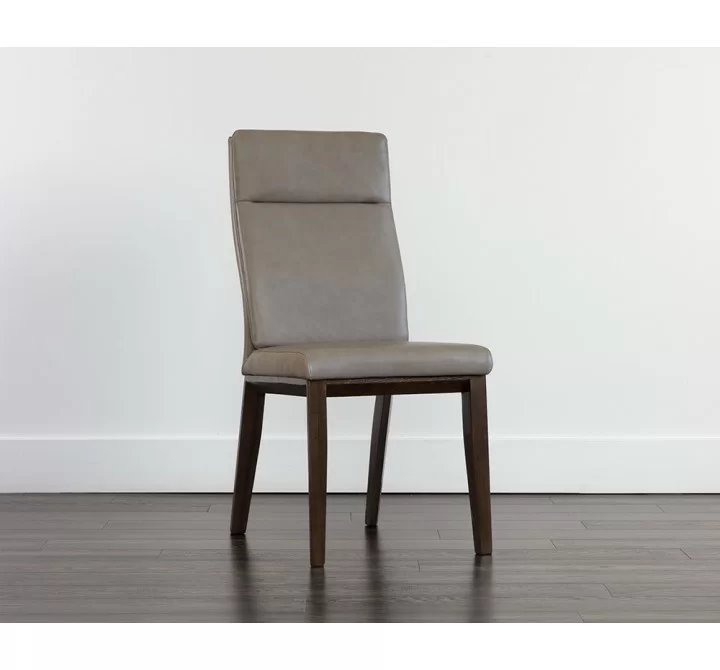 Cashel Dining Chair In Alpine Grey Leather - Angled View