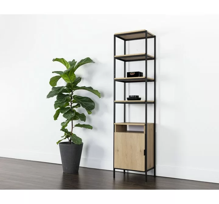 Ambrose Modular Bookcase in Rustic Oak And Black - Lifestyle