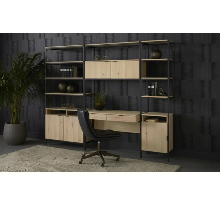 Sunpan Ambrose Modular Bookcase in Rustic Oak And Black - Small Workplace 