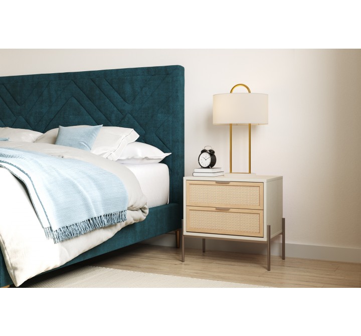 Sunpan Avida Nightstand in Champagne Gold and Cream - Lifestyle