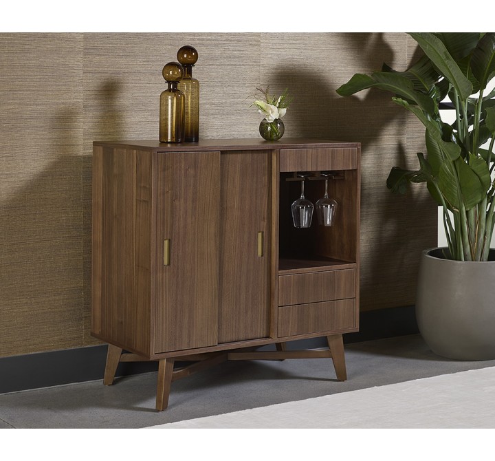 Sunpan Caven Bar Cabinet In Walnut - Lifestyle