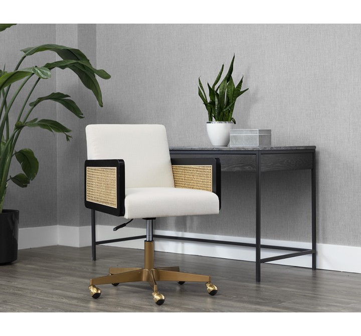 Sunpan Claudette Office Chair in Linoso Ivory - Lifestyle