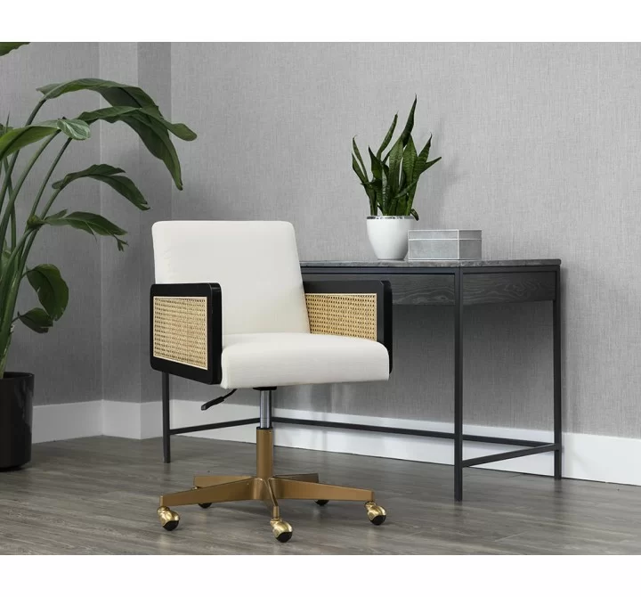Sunpan Claudette Office Chair in Linoso Ivory - Lifestyle