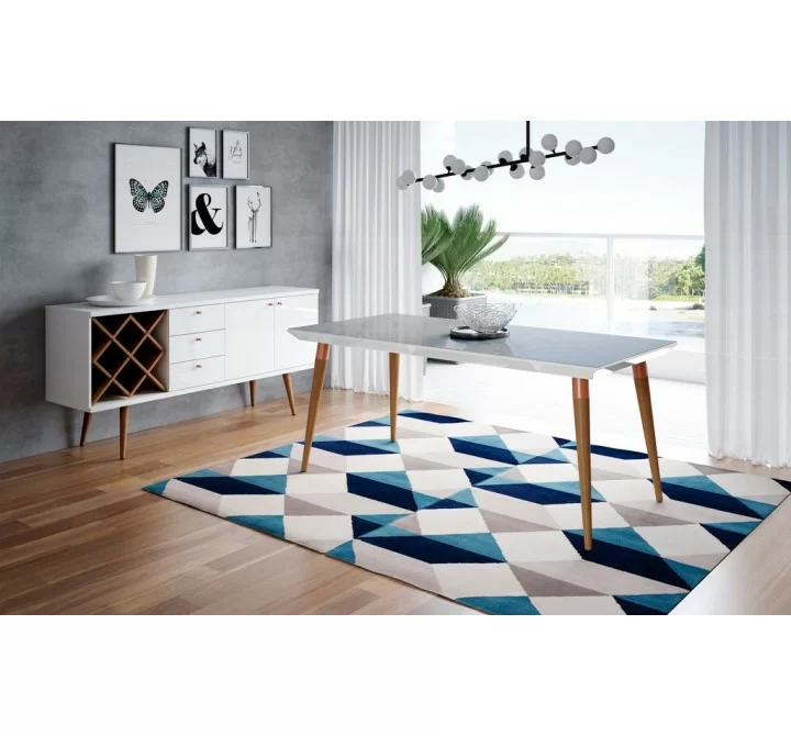 Utopia 70.86" Modern Beveled Rectangular Dining Table with Glass Top - Lifestyle