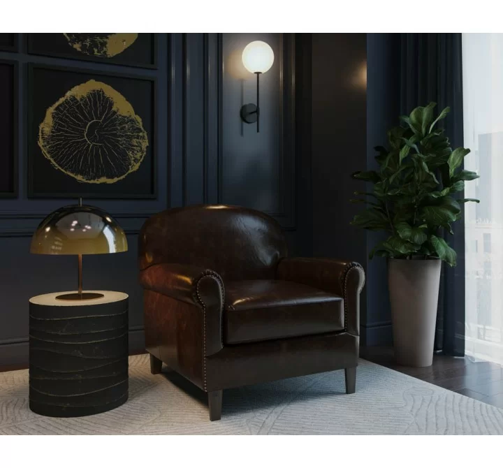 Sunpan Bastoni Lounge Chair in Chocolate Leather - Lifestyle