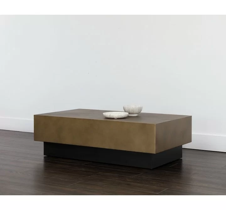 Sunpan Blakely Coffee Table in Antique Brass - Lifestyle