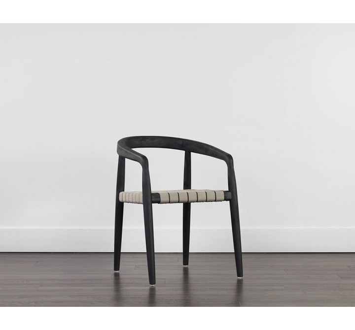Sunpan Cayman Dining Armchair In Charcoal - Angled