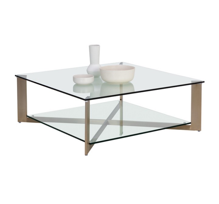 Sunpan Xavier Coffee Table Square - Antique Brass 2