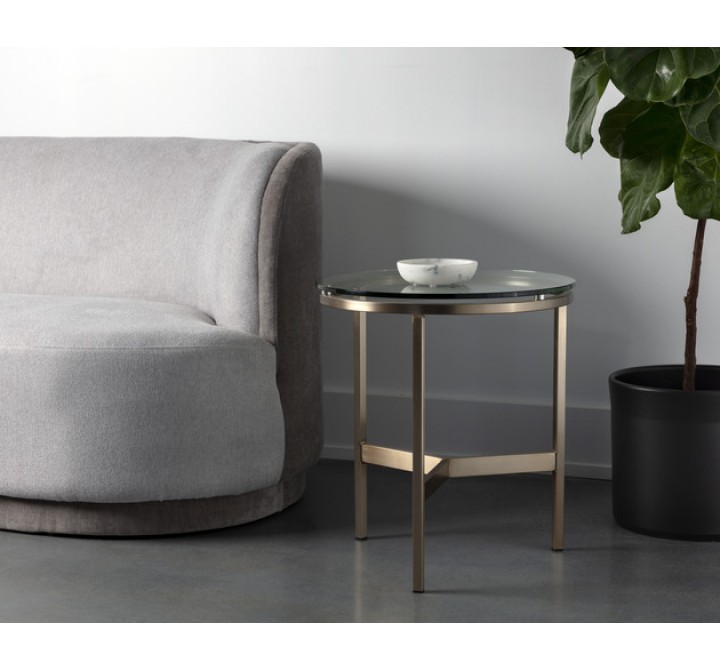 Sunpan Flato End Table - Antique Brass - Lifestyle
