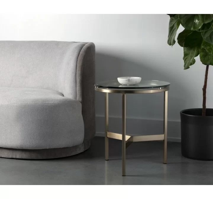 Sunpan Flato End Table - Antique Brass - Lifestyle
