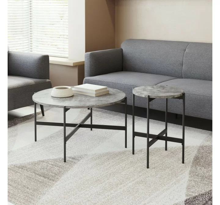 Zuo Modern Malo Coffee Table Set in Gray and Black - Lifestyle