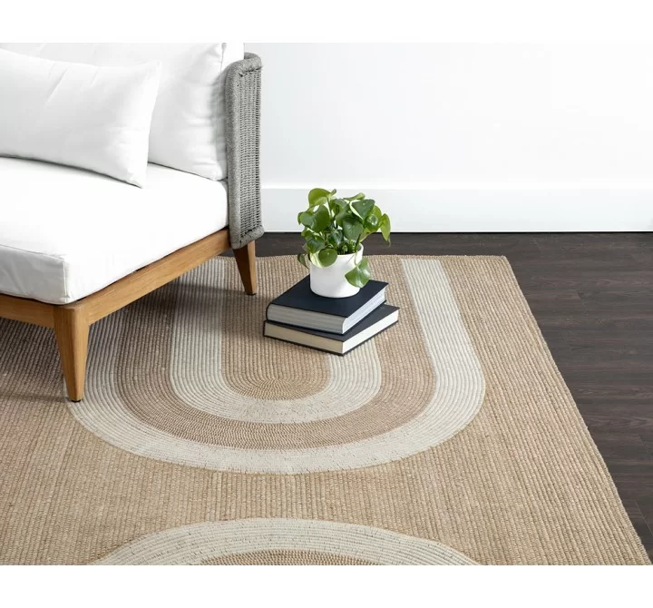 Sunpan Derby Hand-woven Rug In Sand / Cream - Lifestyle