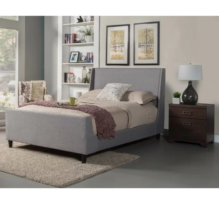 Alpine Furniture Amber Queen Bed in Grey Linen - Lifestyle