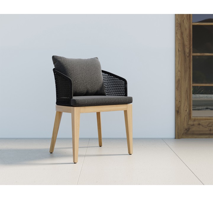 Sunpan Capri Dining Armchair In Natural And Gracebay Grey - Lifestyle