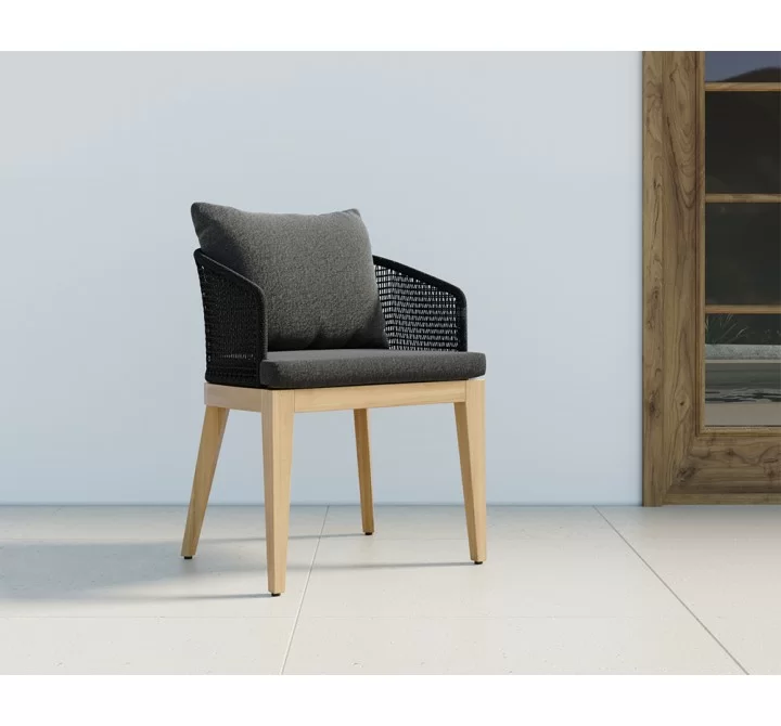 Sunpan Capri Dining Armchair In Natural And Gracebay Grey - Lifestyle