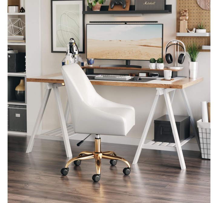 Zuo Modern Madelaine Office Chair in White and Gold - Lifesytle 1
