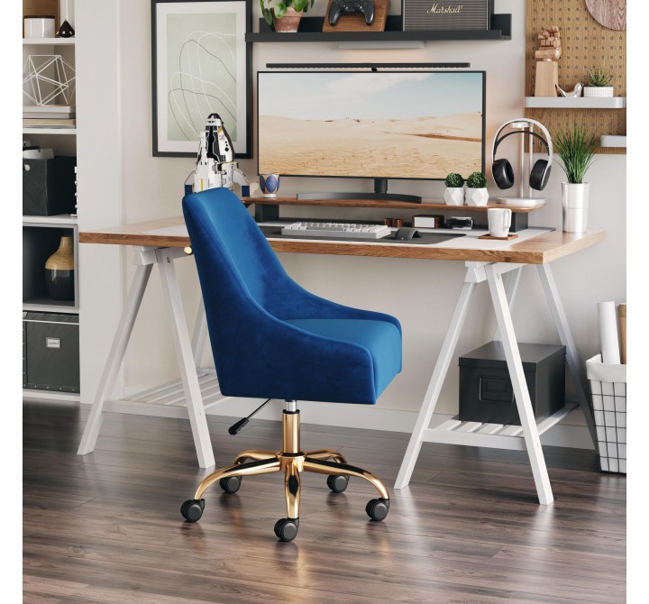 Zuo Modern Madelaine Office Chair Navy Blue and Gold - Lifestyle 2